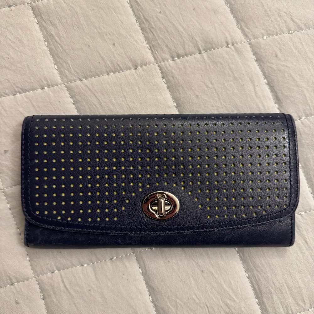 COACH Navy Turn Lock Wallet